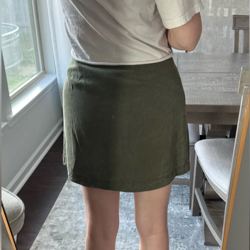 Corduroy Olive Button-Detail Women's Skirt - Picture 8 of 10